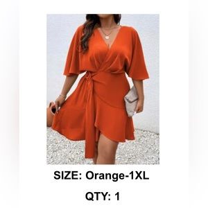 Orange wrap dress - plus size